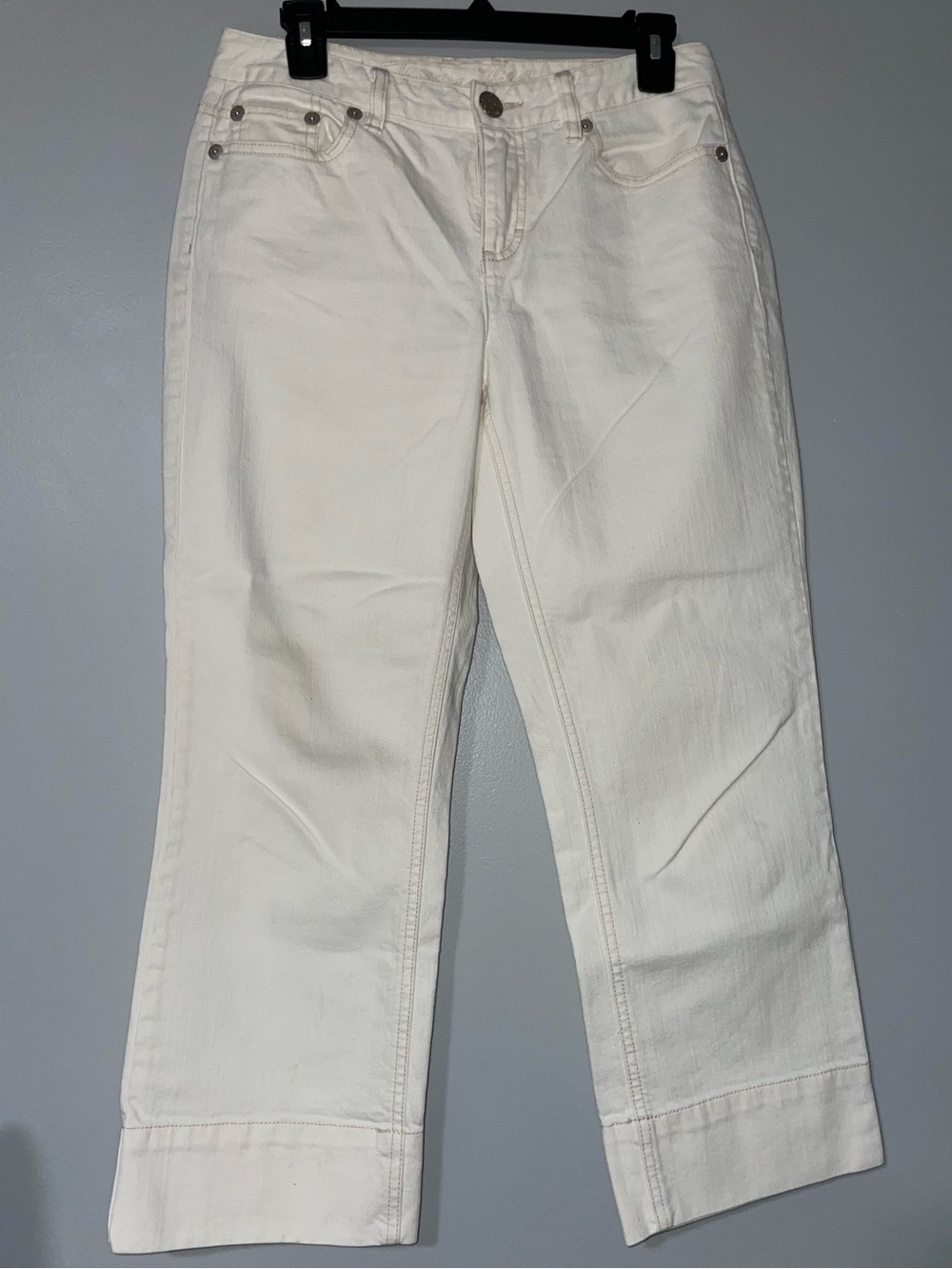 🎂Tommy Hilfiger Women's White Straight-Leg Capri Jeans